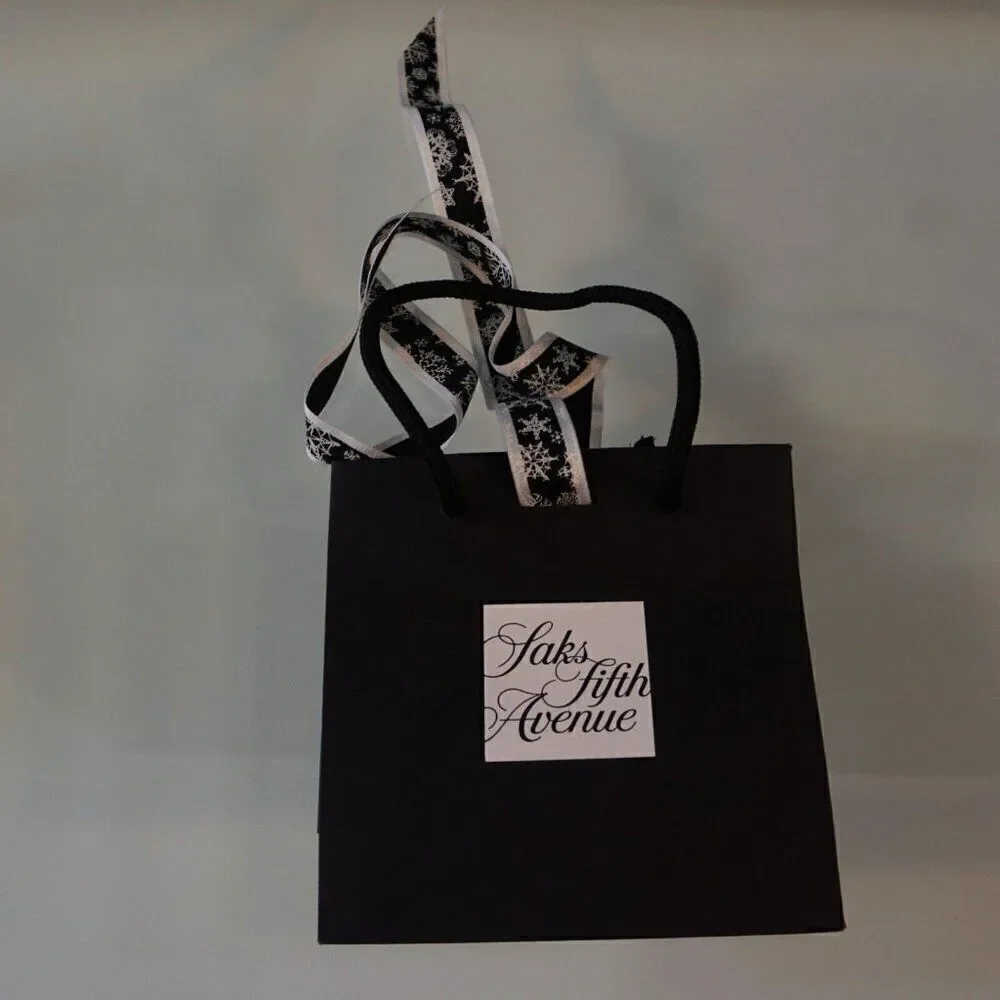 Saks Fifth Avenue Gift Wrap Lot Paper Bag Thank You Card Holiday Ribbon
